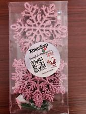 Rose Pink Snowflake Christmas Ornaments 30 ct. picture