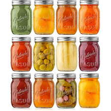 12 Count 16 oz Glass Mason Canning Spice Jars with Regular Lids and Bands picture