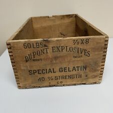 VTG Dupont Explosives Special Gelatin 40% 50 lbs Dovetail Wood Box Crate picture