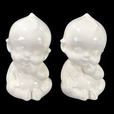 RARE 2ct Vintage Kewpie ERWIN POTTERY TN Baby Doll Figure Hand Painted White 6