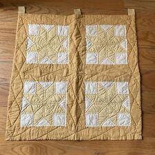 Handmade 8 Point Stars Cotton QUILT Wall Hanging 29”x 29” Yellow Primitive picture