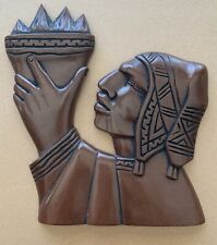 Chasqui (Messenger Of Inca Empire) Vintage Peru Hand Carved Wood Wall Hanging picture