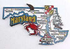 MARYLAND STATE MAP AND LANDMARKS COLLAGE FRIDGE COLLECTIBLE SOUVENIR MAGNET picture