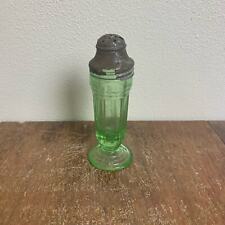 Vintage Green Depression Glass Shaker Vaseline Uranium Glass Original Lid picture