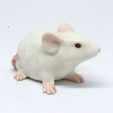 Ceramic Mouse Rat Figurine White Animal Hand Painted Porcelain Collectible Decor picture