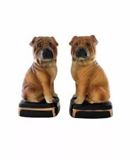 Dog Statue Pair Takahashi Shar Pei Figurine Vintage Collectible Decor Gift picture