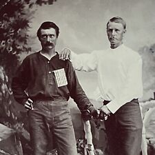 Antique Tintype Photograph Rugged Men Holding Hands UCV Flag Post Civil War picture
