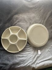 LOT Of 3 - Vintage Tupperware Divided Veggie Relish Chip Serving Tray And Lid picture