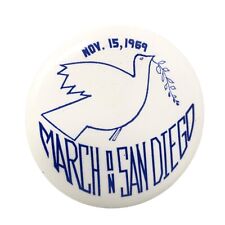 VTG March On San Diego November 15 1969 Vietnam Peace Pin Button 1.75
