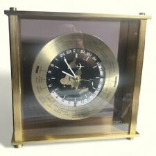 SEIKO World Clock Satin Brass Finish QZ885A w/ Flying Airplane Seconds Hand picture