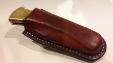 handmade buck 110 custom leather sheath saddle brown vertical carry with snap picture