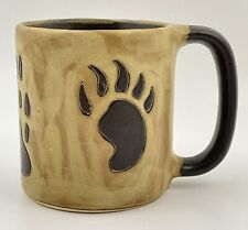 Mara Mexico Stoneware Bear Claw Paw Print Hand Painted Mug Cup 16 oz Tan Brown picture