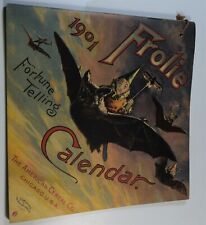 Flying Bat Frolie Book Advertising Quaker Oats Zodiac Signs Calendar Rare 1900 picture