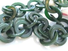 BOLD CHUNKY 1920'S 1930'S ART DECO BAKELITE EMERALD GREEN CIRCLE LINK NECKLACE picture