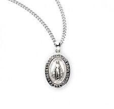 Sterling Silver Oval Miraculous with Black Cubic Zirconia Accents, 0.9 Inch N.G. picture