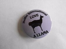 Cool Vintage Heifer International Love a Llama Hunger & Poverty Charity Pinback picture