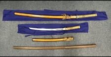 set of 3 Japanese SAMURAI Sword  not sharp 日本刀 二刀流居合刀 刀 刀剣 レプリカ 刀身 鍔 栗型 模造刀 太刀 picture