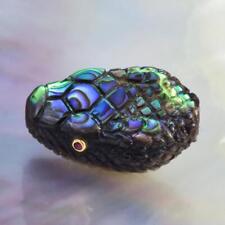 Snake Head Bead Carving Abalone Black Mother-of-Pearl Pinna Shell Ruby 3.98g picture