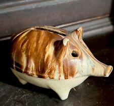 vintage Clay crock glazed Pottery PIG BANK made in AUSTRIA Piggy Long Snout picture
