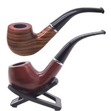 2 Durable Wooden Wood Smoking Pipe Tobacco Cigarettes Cigar Pipes Enchase Gift picture