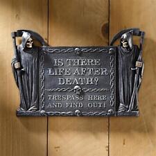 Grim Reaper Is There Life After Death? Trespassing Wall Door Plaque Sculpture picture