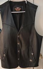Vintage Harley Davidson Black leather Vest Large picture