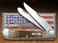 Case xx Knives Trapper Jigged Amber Bone Handle Pocket Knife Stainless 00164 picture
