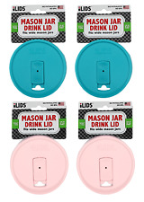iLIDS Mason Jar Drink Lid with Regular Mouth, Pale Pink and Aqua Blue Color picture