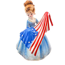 Vintage Josef Originals BETSY ROSS Girl With Flag Figurine Rotating Musical picture