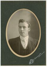 CIRCA 1900'S CABINET CARD Handsome Young Man in Suit & Tie Nelson Tarentum PA picture