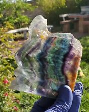Natural Rainbow fluorite  quartz crystal Slab 258g picture