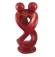 LOVERS Figurine Handmade Carved Red Soapstone  Abstract Art Statue From Kenya 8” picture