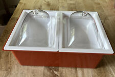 Vintage THERMALENE Hot Cold Food Server Bubble Dome Lids 2 QT Terra Red USA picture