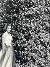 (AaF) FOUND PHOTO Photograph Snapshot Artistic Woman Posing With Big Giant Bush  picture