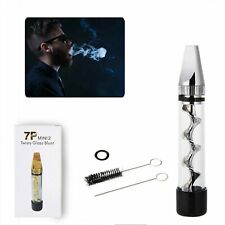 2 New Design  Smoking Mini Twisty Glass Blunt Metal Tip W/ Cleaning Brush USA picture