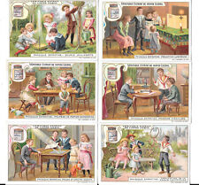 6x LIEBIG TRADE CARDS, CHILDREN EXPERIMENTING AT PHYSICS 1904 (S777 French). picture