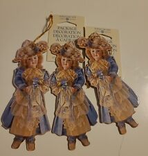 Lot of 3 Victorian GirlsWith Beautiful Dress And Bonnet Package Decoration  picture