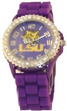 Fashion Jewelry Purple Silicon Band Watch LSU TIGERS Crystal Bezel Bayou Bengals picture