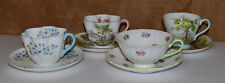 4  Shelley England Cups Saucers - Loch Lomond - Woodland - Roses? - Blue Rock EX picture