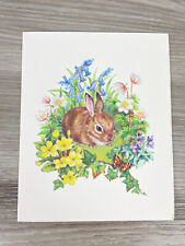Unused Vintage Marian Heath Blank Greeting Card & Env - Bunny Spring Floral picture