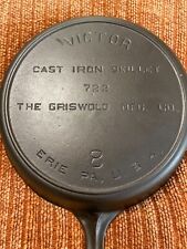 Victor #8 The Griswold Mfg. Co Erie PA 722 Cast Iron Skillet Restored Heat Ring picture
