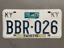 VINTAGE 1979 KENTUCKY LICENSE PLATE WHITE/BLUE BBR-026 FAYETTE COUNTY 1979 picture