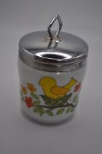 Vintage Porcelain Single Egg Coddler Yellow Bird in Nest Branch Stainless Steel picture