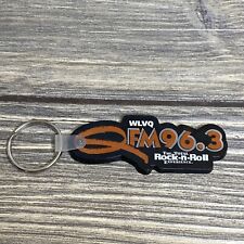 Vintage WLVQ FM 96.3 Rock-n-Roll Experience Black Plastic Key Chain Ring A2 picture