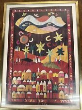 Lydia Egosi Judaica Folk Art Large Stitched Tapestry Autographed Serigraph Print picture
