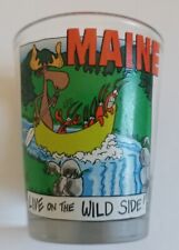 Maine Life on the Wild Side Souvenir Shot Glass Moose Crab Nature Graphic picture