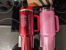 Set of 2 NEW STARBUCKS X STANLEY 2023 PINK and HOLIDAY RED 40oz TUMBLERS picture