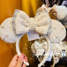 Disney 2024 Princess tweed pearls Minnie Mouse Ears Headband Shanghai disneyland picture
