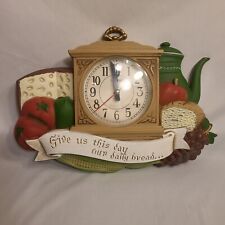 Laurel Give Us This Say Our Daily Bread Kitchen Clock Vintage  picture