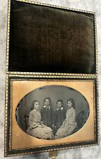 Large 3/4 PLATE Ambrotype Of Siblings Twins? In Leather Photo Case 1850s Rare picture